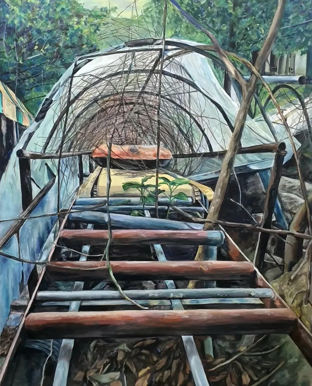 이설, 멈춘 튜브, 2022, 장지에 과슈, 116 × 90.5 cm