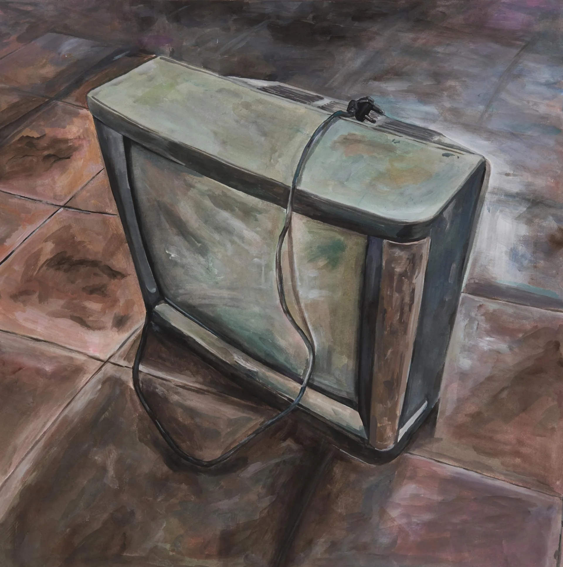 이설, 브라운관, 2022, 장지에 과슈, 72.7 × 72.7 cm
