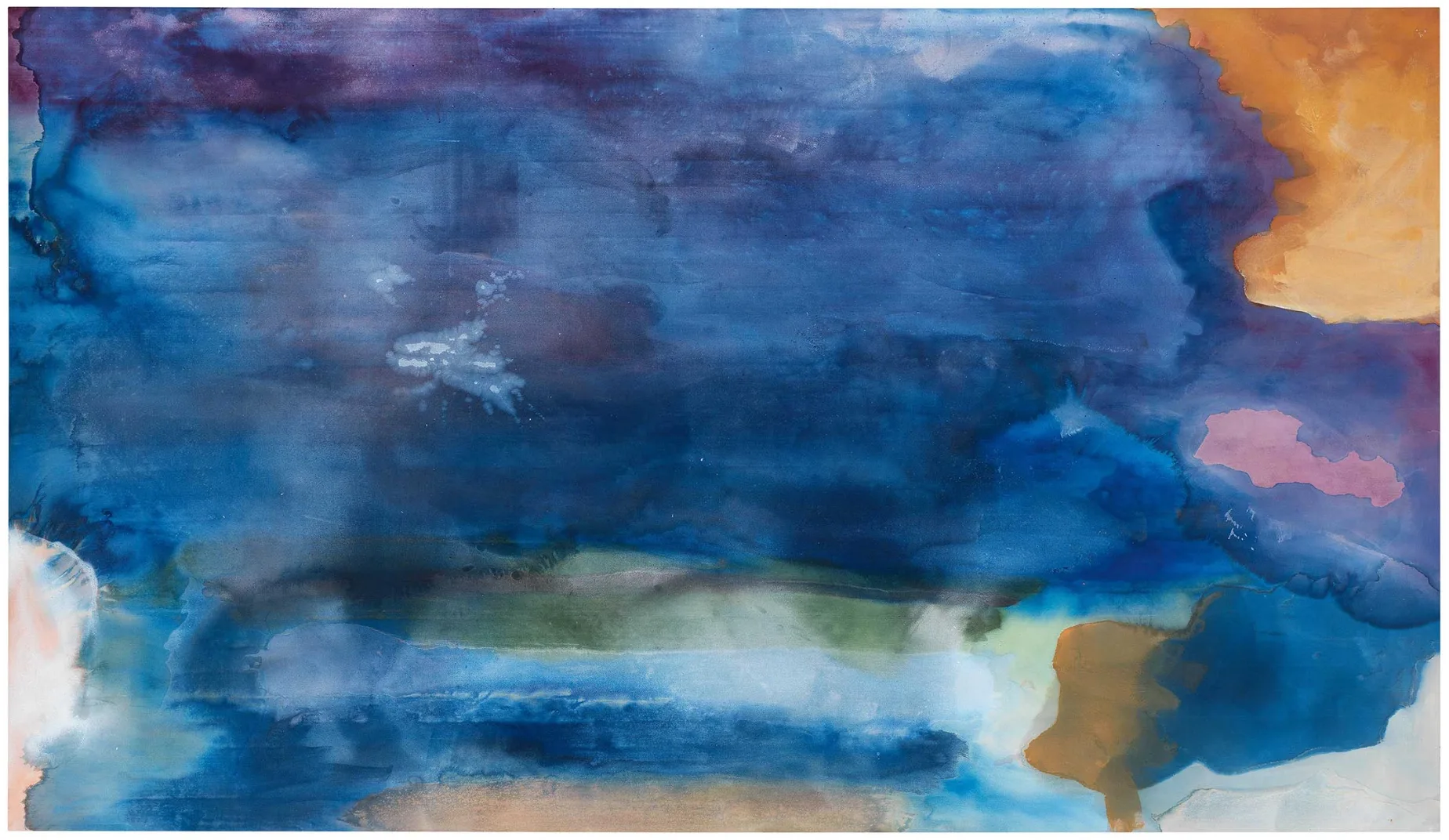 헬렌 프랑켄탈러(Helen Frankenthaler), 〈강의 수원 Riverhead〉, 1963, 캔버스에 아크릴, 208.9 × 363.2 cm, © Helen Frankenthaler Foundation