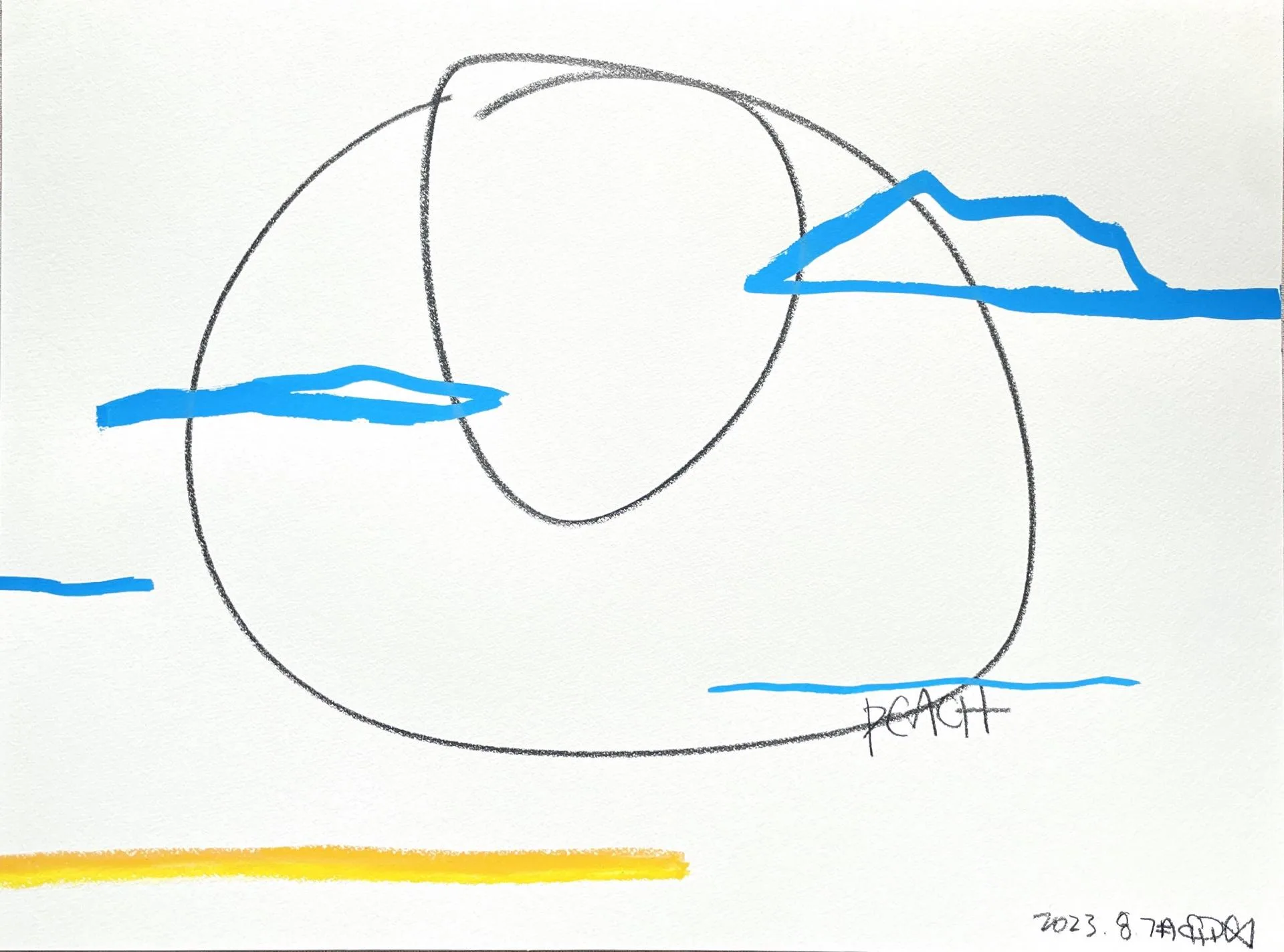 Peach (20230807), 2023
graphite, acrylic marker, and oil pastel on paper
18 x 24 in
© Candy Koh, 2023