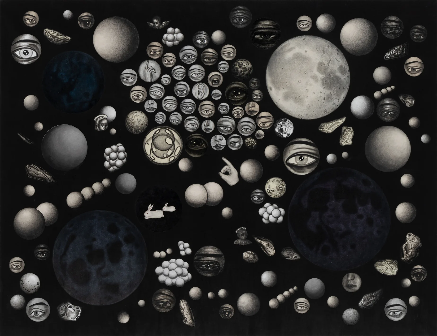 김정욱, 한지에 먹, 채색, 꼴라주,125 × 162 cm, 2023