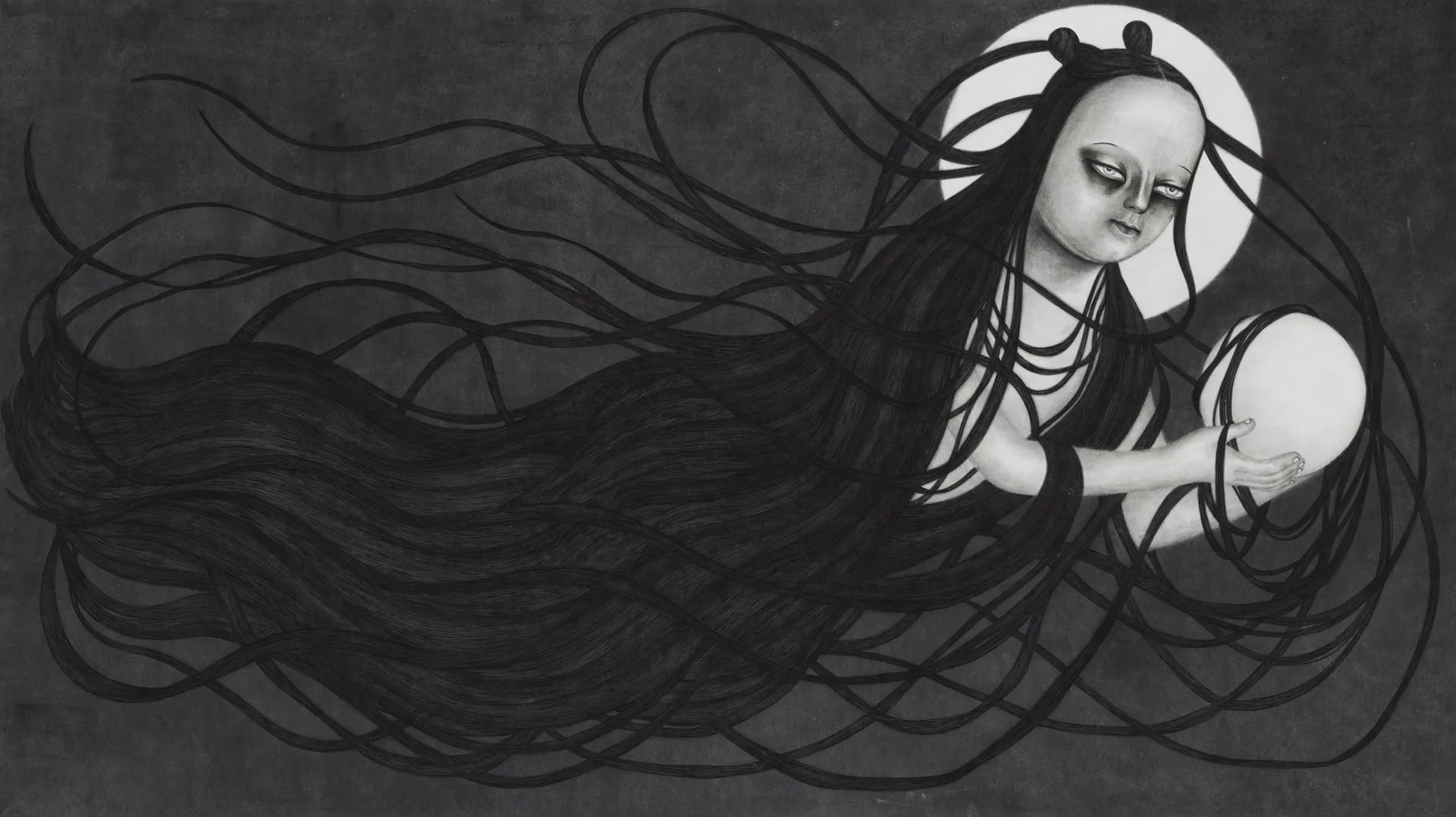 김정욱, 한지에 먹, 채색, 90 × 160 cm, 2023