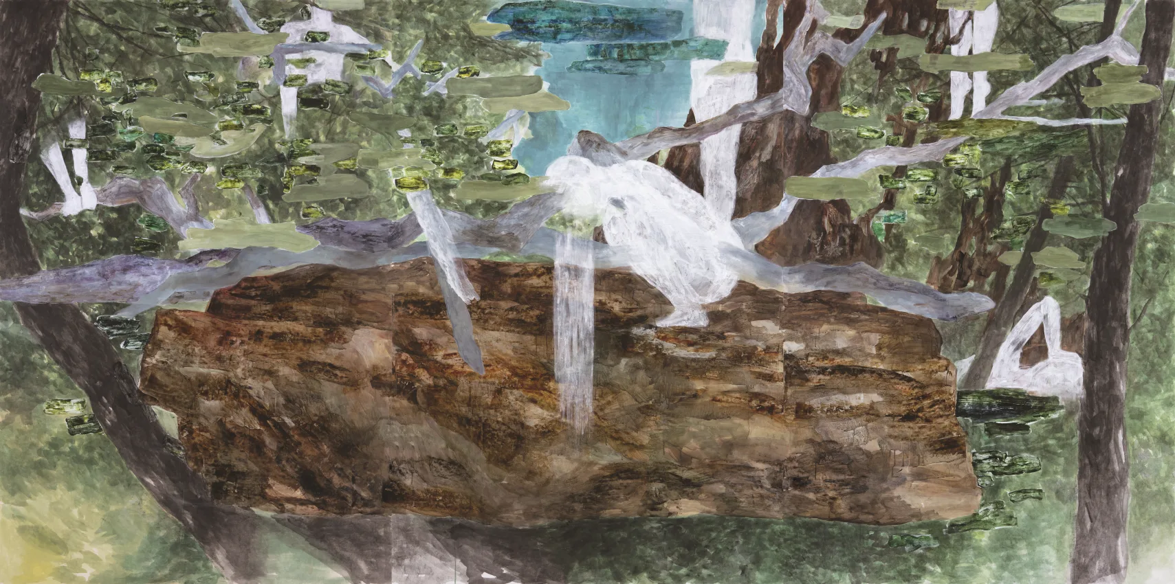 김선영, 차원의 숲 dimensional forest, 장지에 아크릴, 과슈, 분채/ acrylic, gouache, Korean paint on Korean paper, 2022