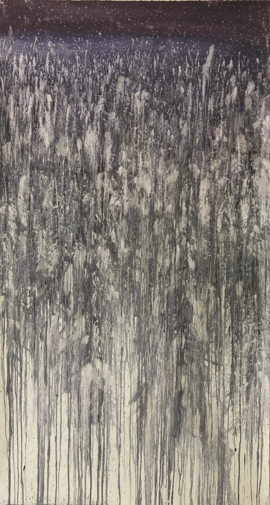 박수형, snow night, oil on paper, 241 × 130 cm, 2014