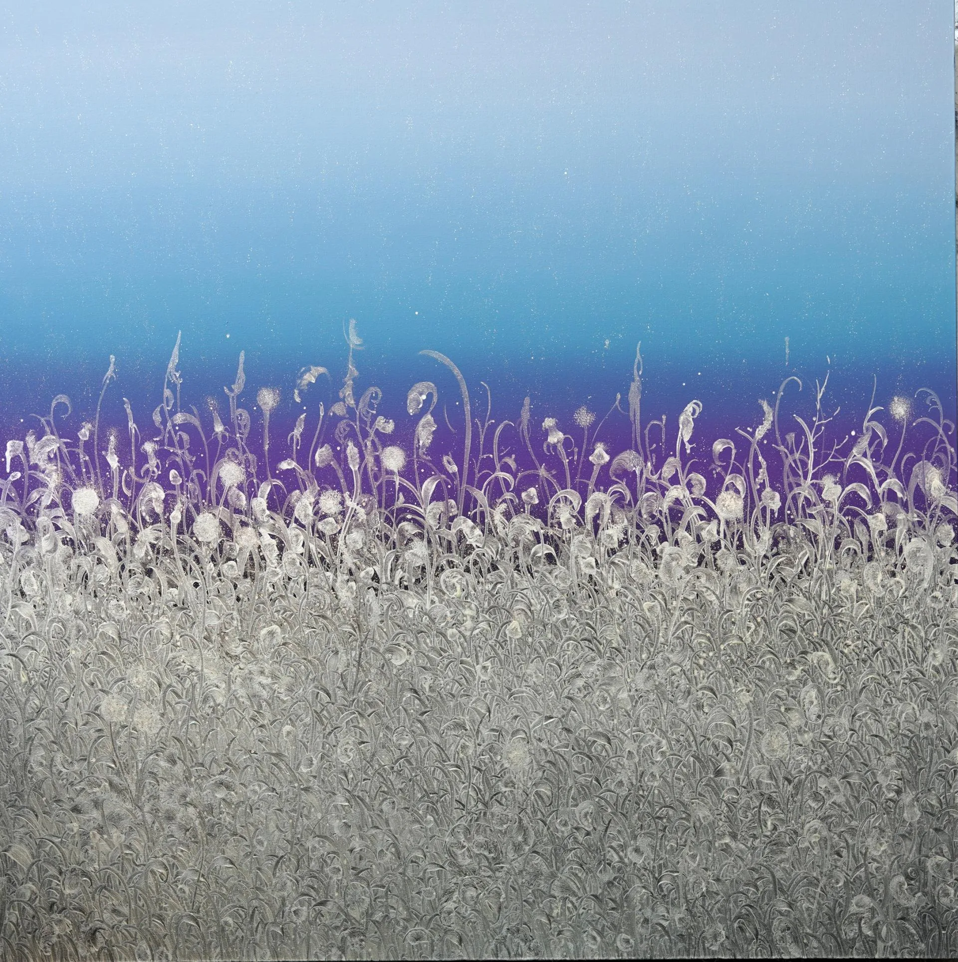 박수형, continuous play_blue_gradation, oil on canvas, 112 × 112 cm, 2023