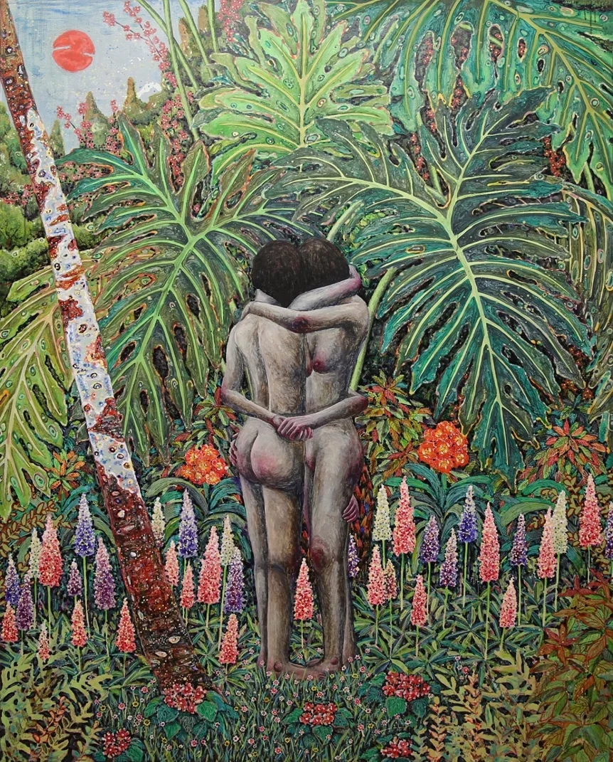 이희명, Twiny, 130 × 162 cm, 캔버스 위에 과슈, 아크릴, 2018-2019