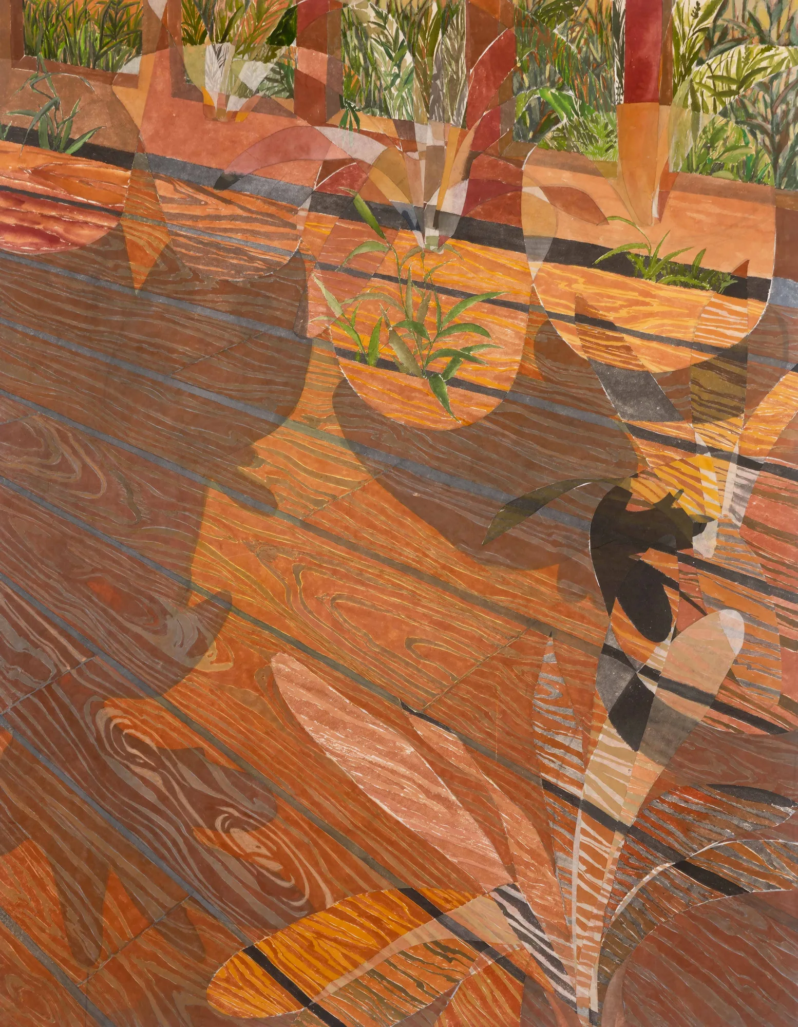 모유진 _증식하는 군자란(엄마의 30년), 한지에 채색 및 덧붙임, 116 × 91 cm, 2022