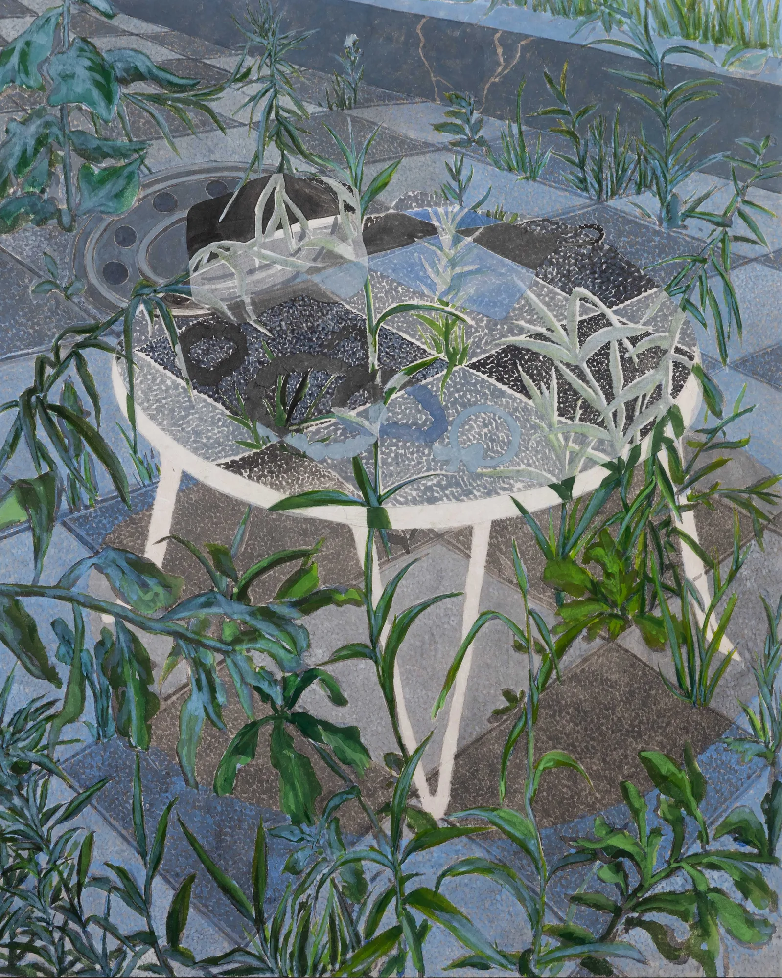 모유진 _수집된 관계2, 한지에 채색 및 덧붙임, 90.9 × 72.7 cm, 2022