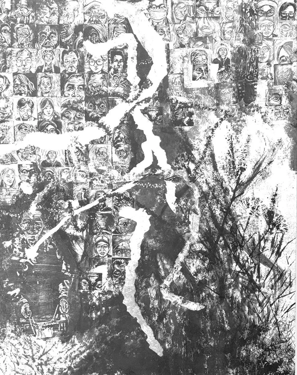 임동현,  〈우연·흔적·집적3〉.캔버스에 복합재료,130.3 × 162.2 cm.2023