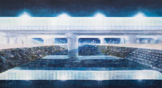 신준민, 푸른 밤_2025, Oil on canvas, 230 × 411 cm