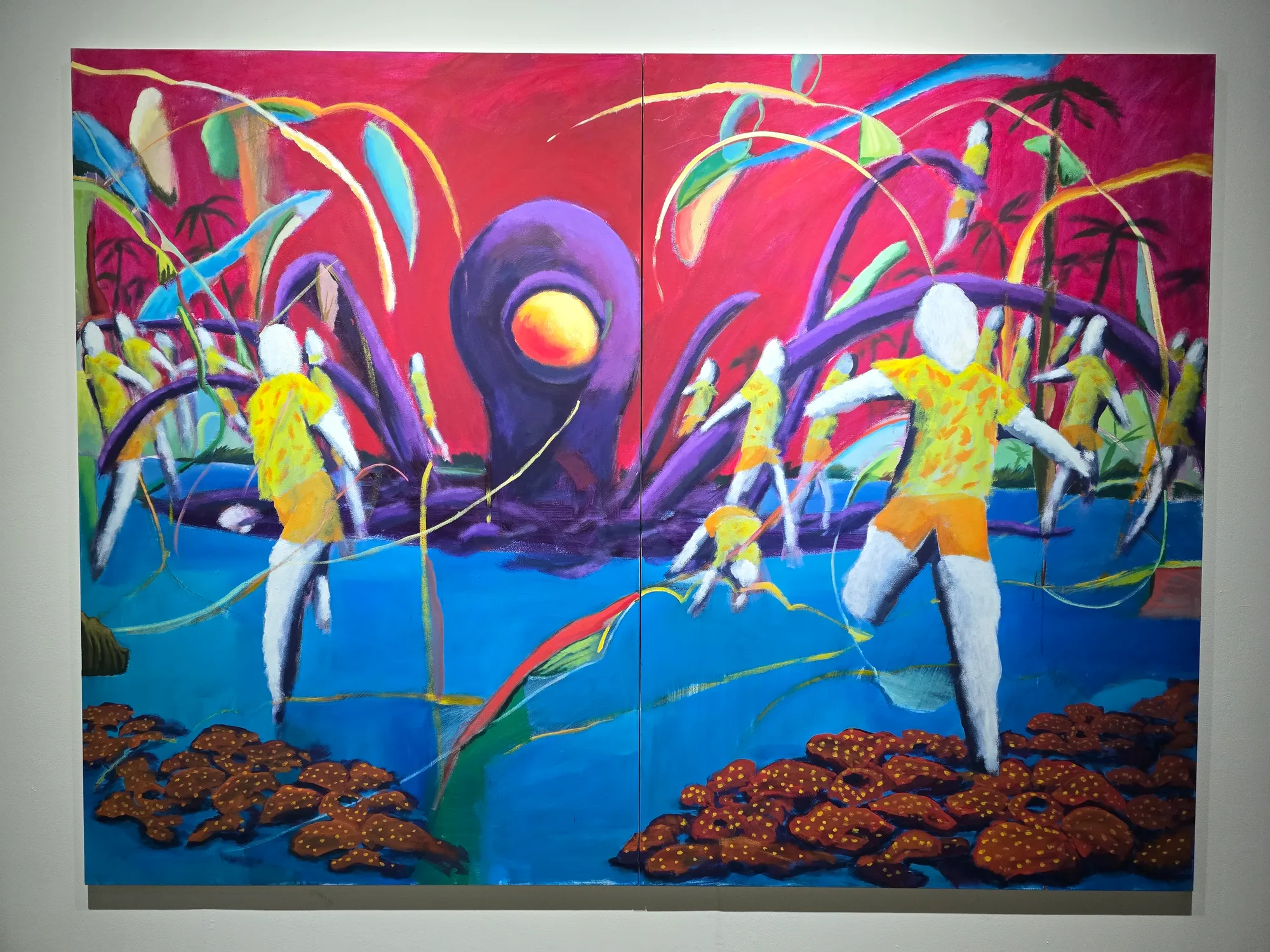 김상덕_2025_덜 익은 음식 전문점_Acrylic&guashu on canvas, 260.4 × 192 cm
