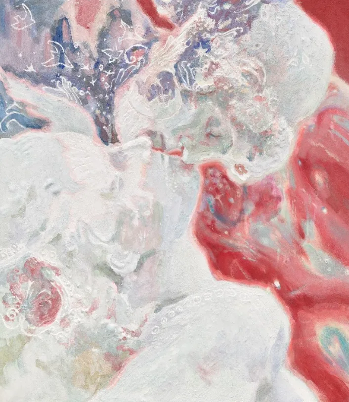 김리나, 〈Birth of Nature〉, 2024, 장지에 석고, 모래 및 혼합재료, 53 × 45.5 cm