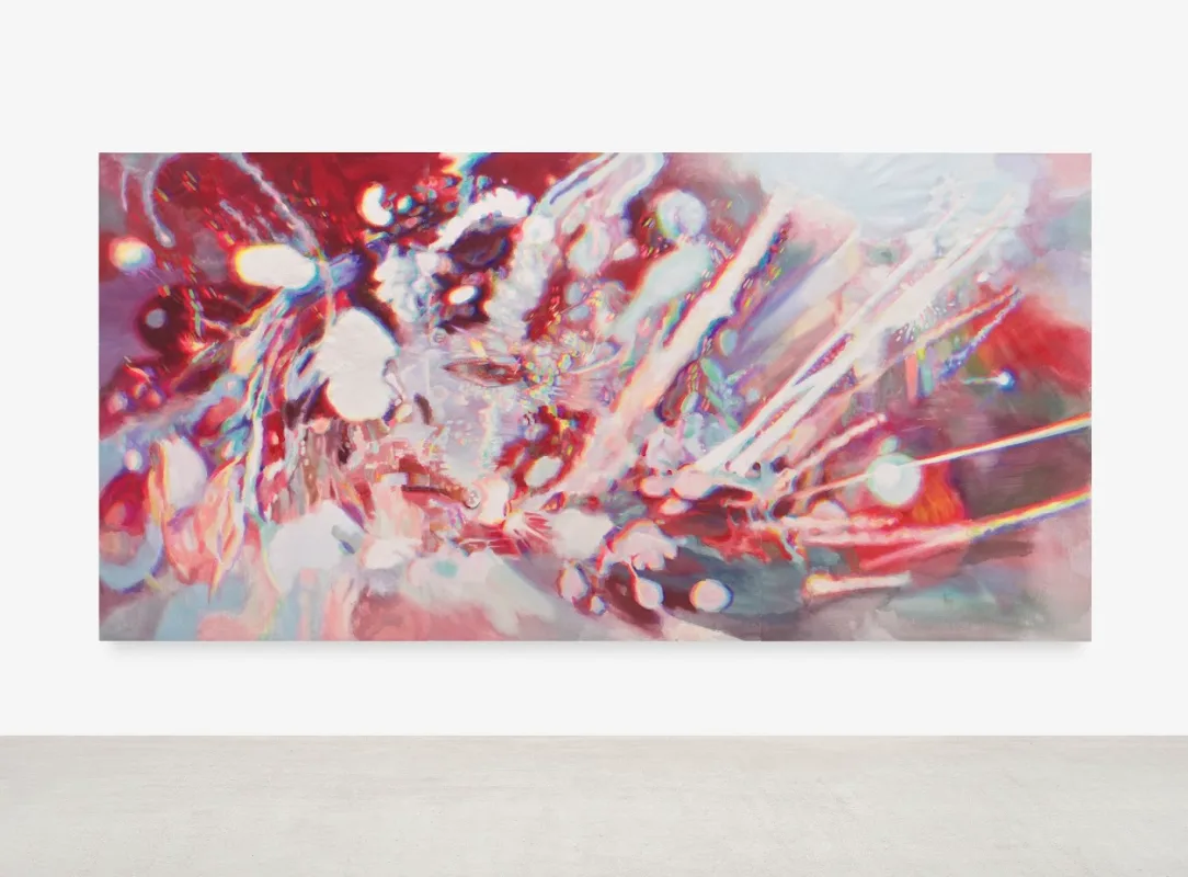 김리나, 〈숨〉, 2025, 광목에 석채 및 색연필, 193.9 × 390.9 cm