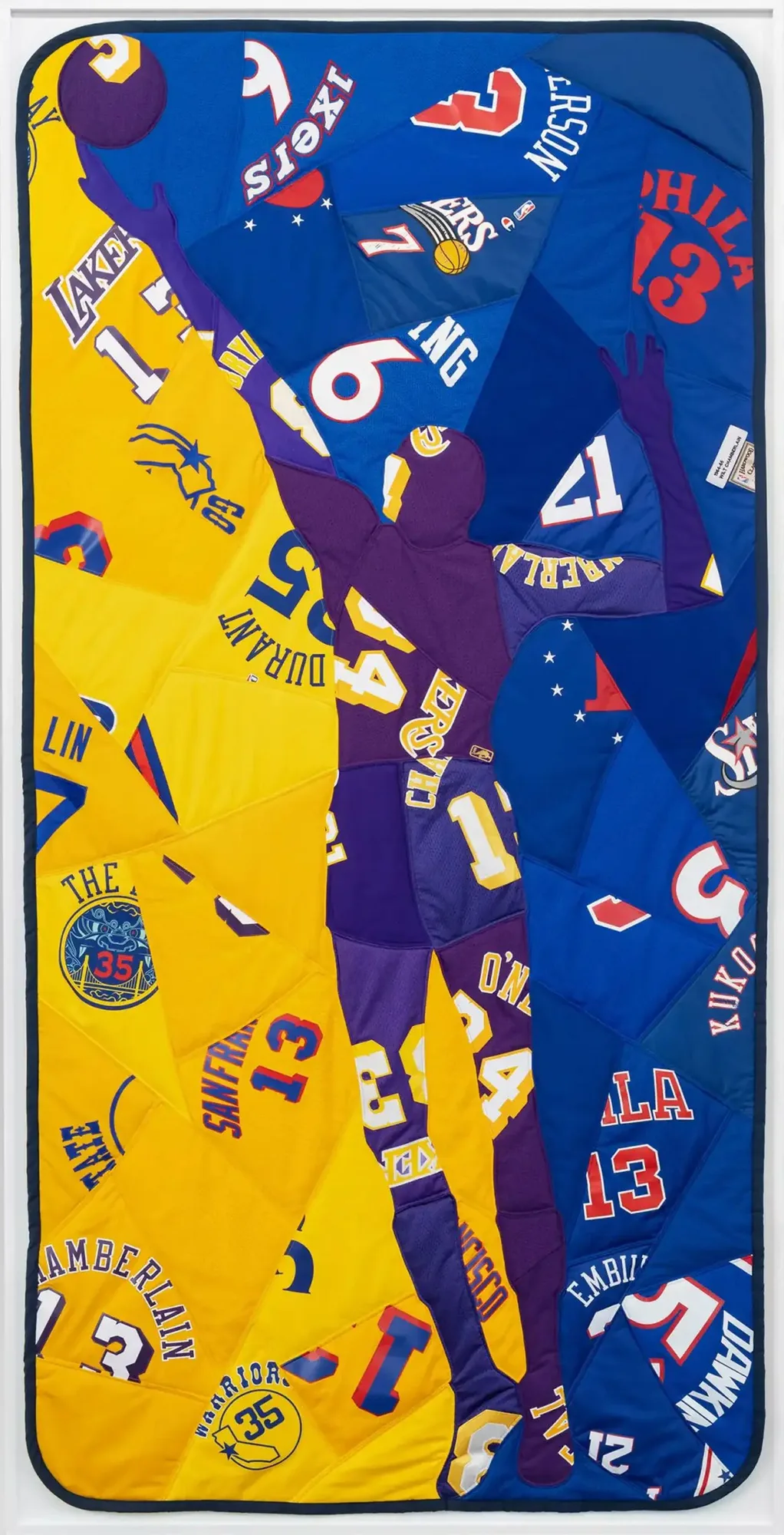 Hank Willis Thomas, No. 13, 2021, mixed media including NBA jerseys, 281.9 × 141 cm. © Hank Willis Thomas.