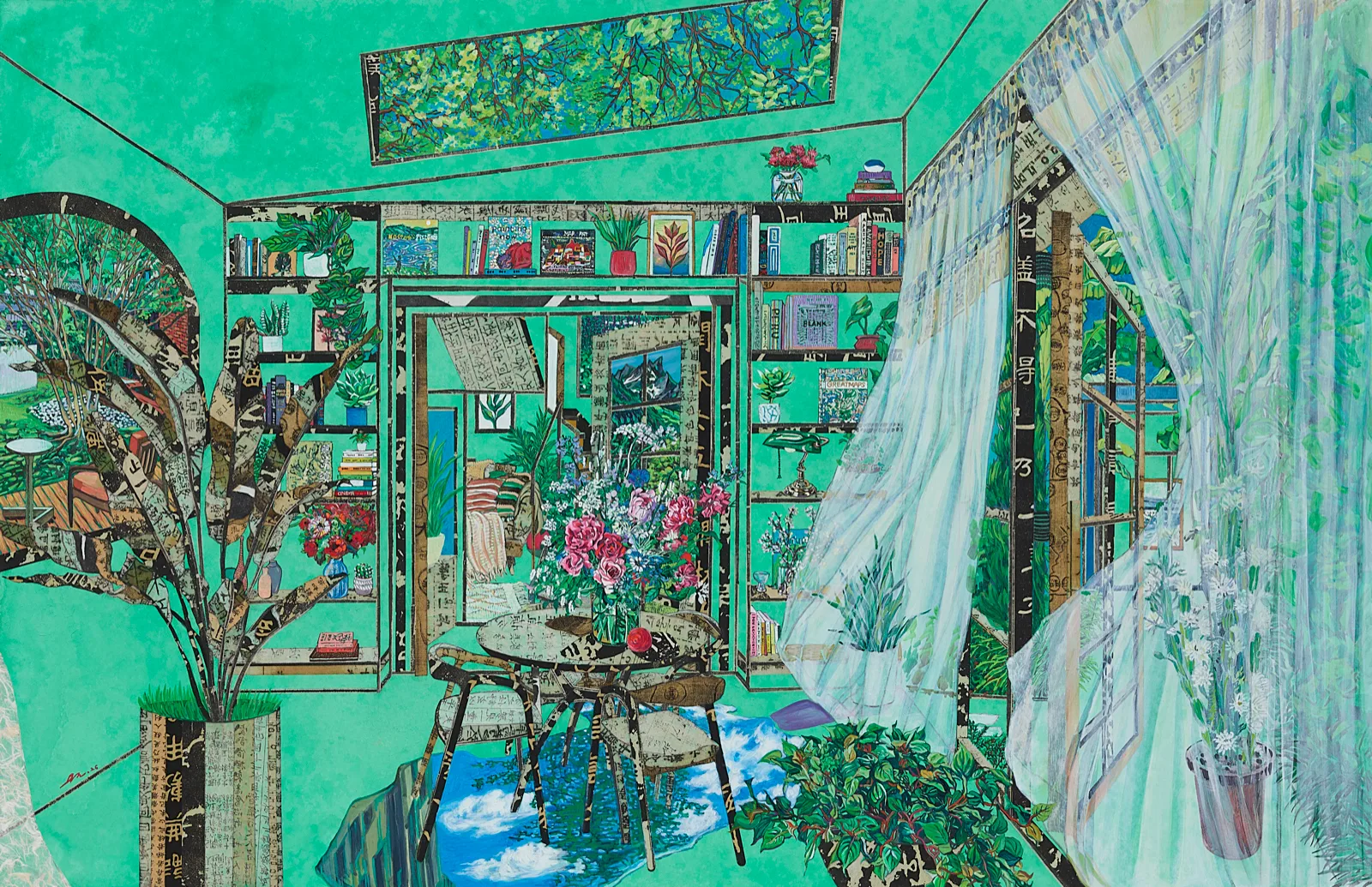 권인경 마주한 순간 4 2026, 한지에 고서콜라주, 수묵, 아크릴, 81 × 59 cm