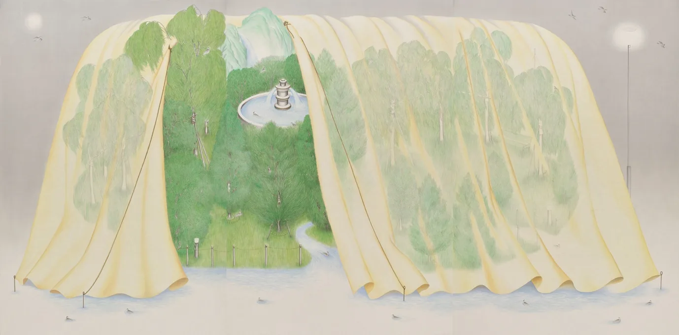 임현경, 숲의 위로, 2026, 비단에 수묵채색, 193.5 × 390 cm
이미지 출처 : 한원미술관