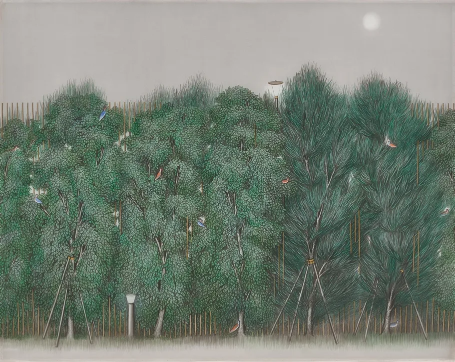 임현경, 밤의 산책자, 2025, 비단에 수묵채색, 72 × 91.5 cm
이미지 출처 : 한원미술관